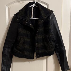 Truth and Pride Black and Gold Leather and wool/mohair Jacket